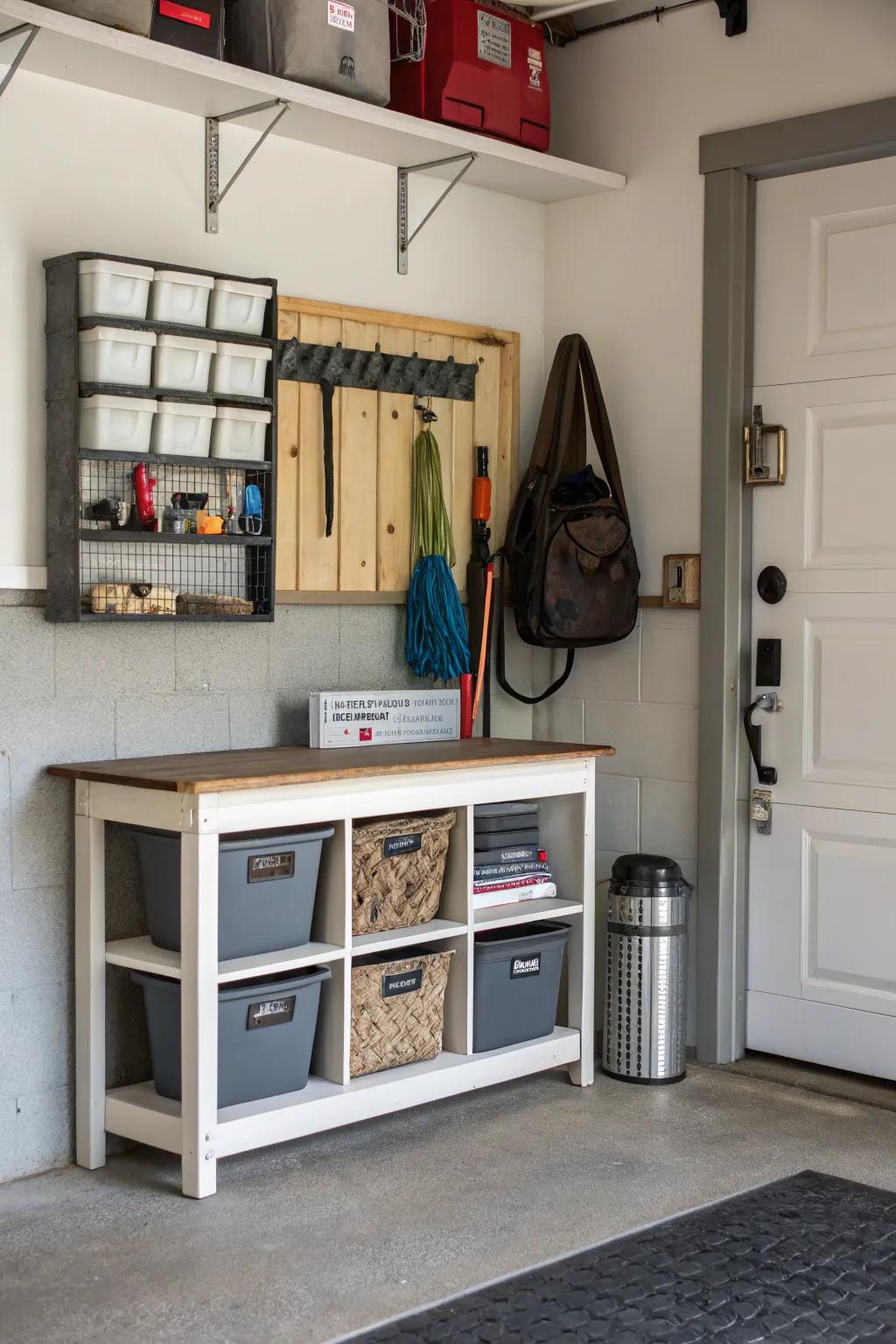 A drop zone keeps daily essentials organized and accessible.