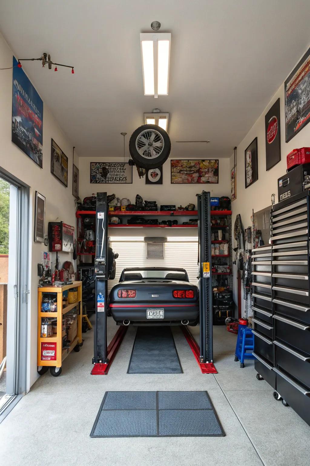 A dream space for automotive enthusiasts in your man cave.