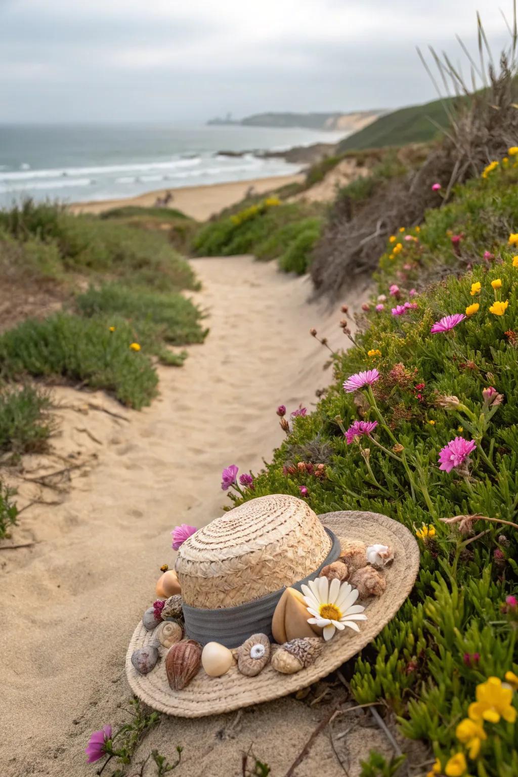 Seaside serenity hat with coastal inspirations.