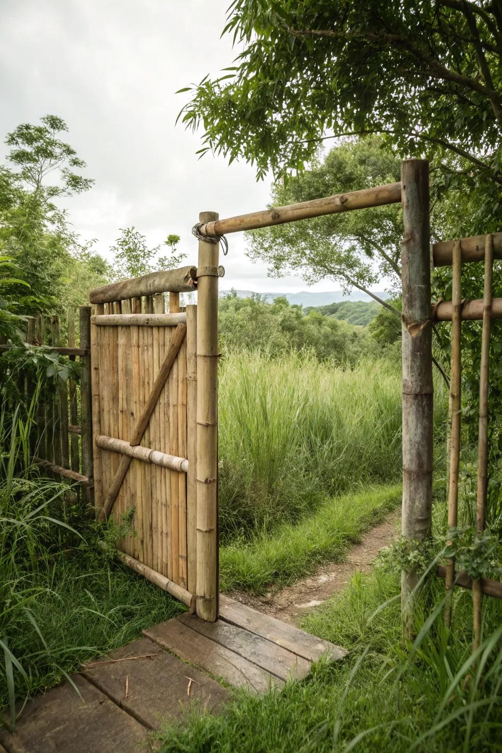 Eco-friendly gate crafted from sustainable resources.
