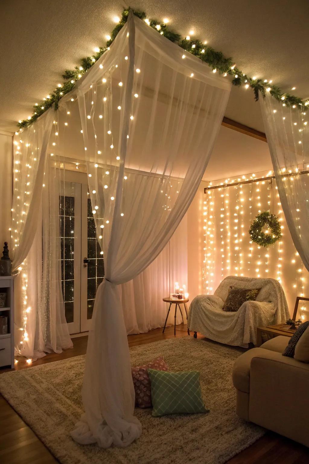 Twinkle lights contribute a magical and enchanting radiance to the celebration.