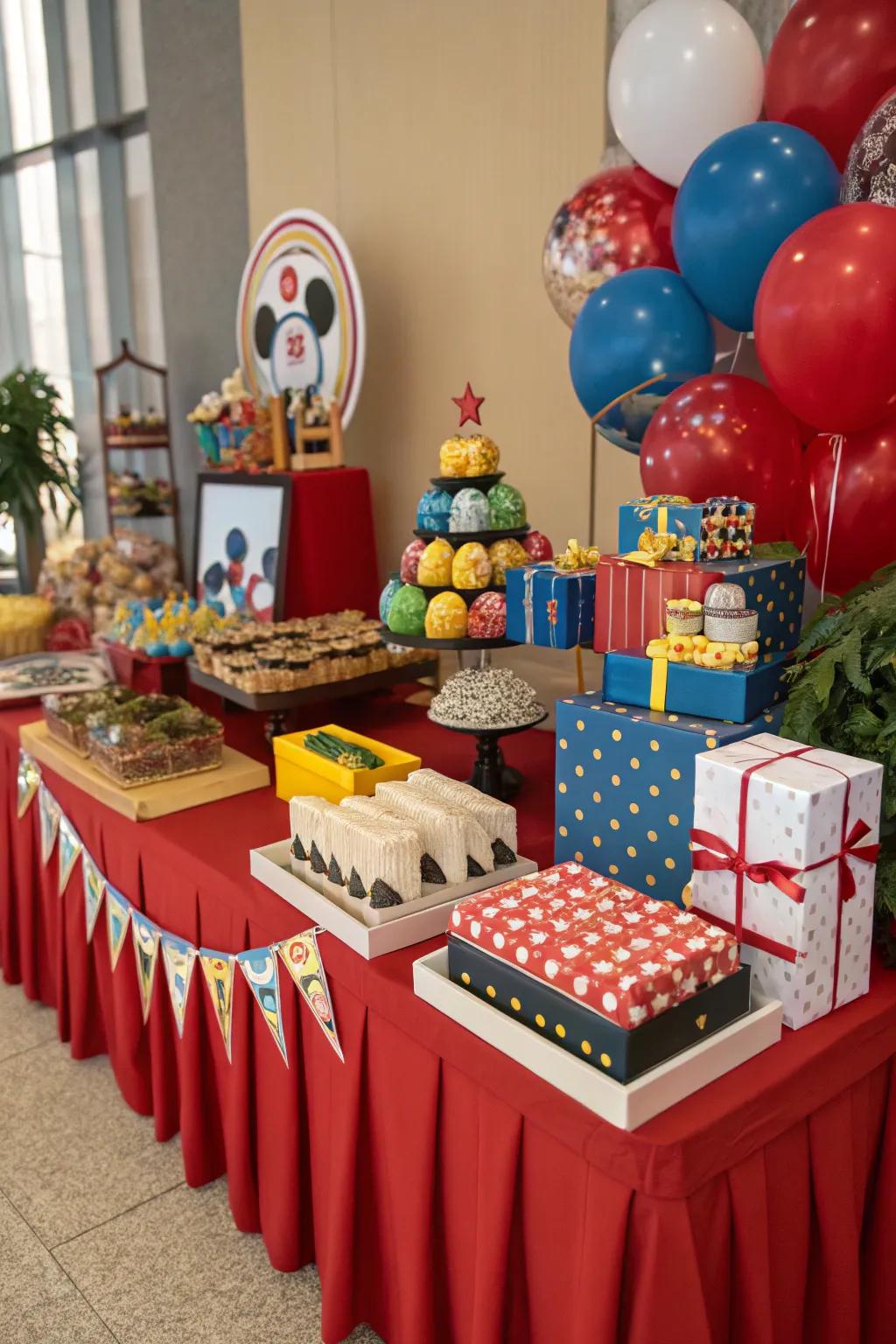 Ensure your gift display complements the theme of your event with coordinated decor.