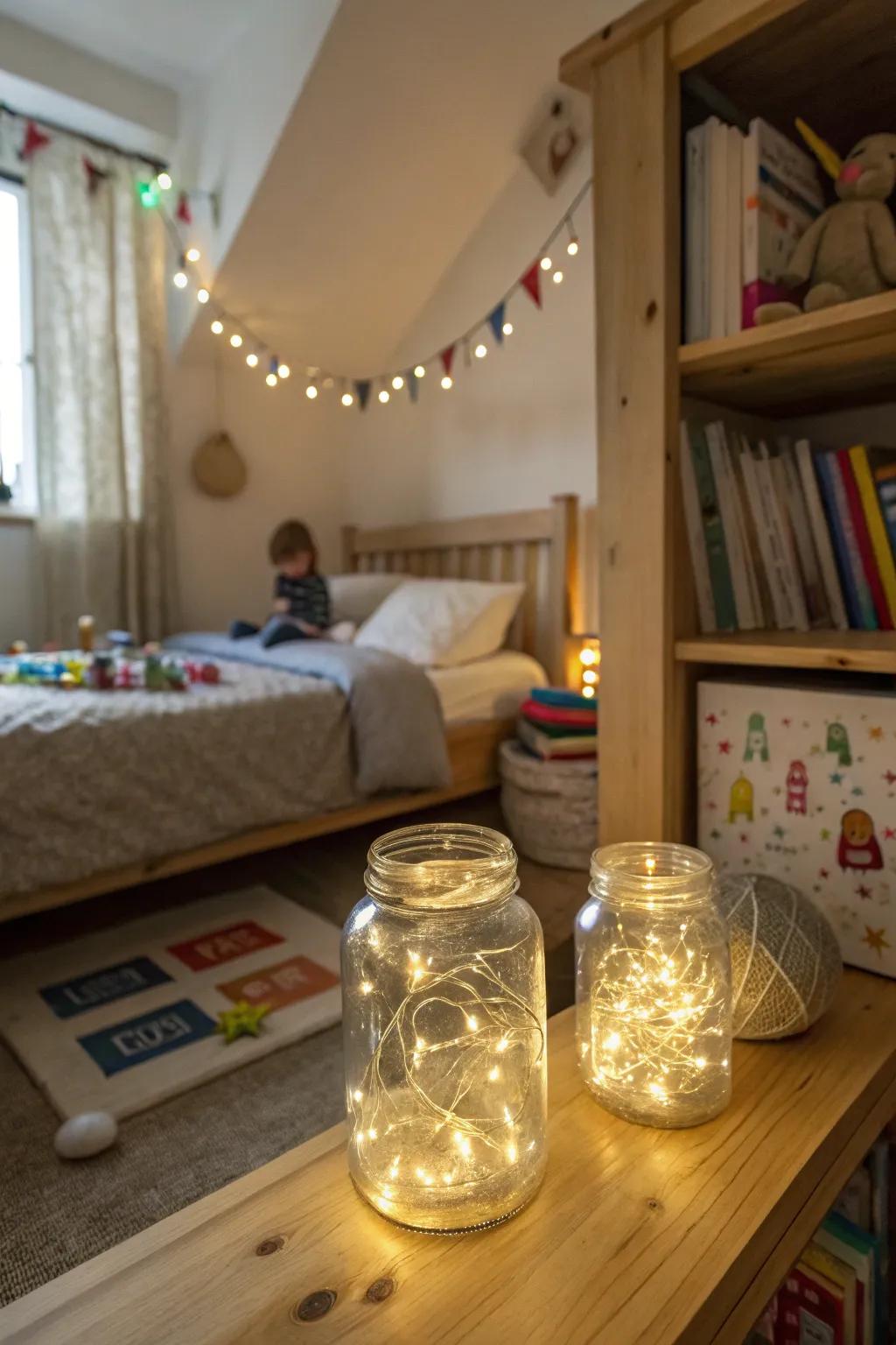 Container night illumination furnishes solace and charm within children's chambers.