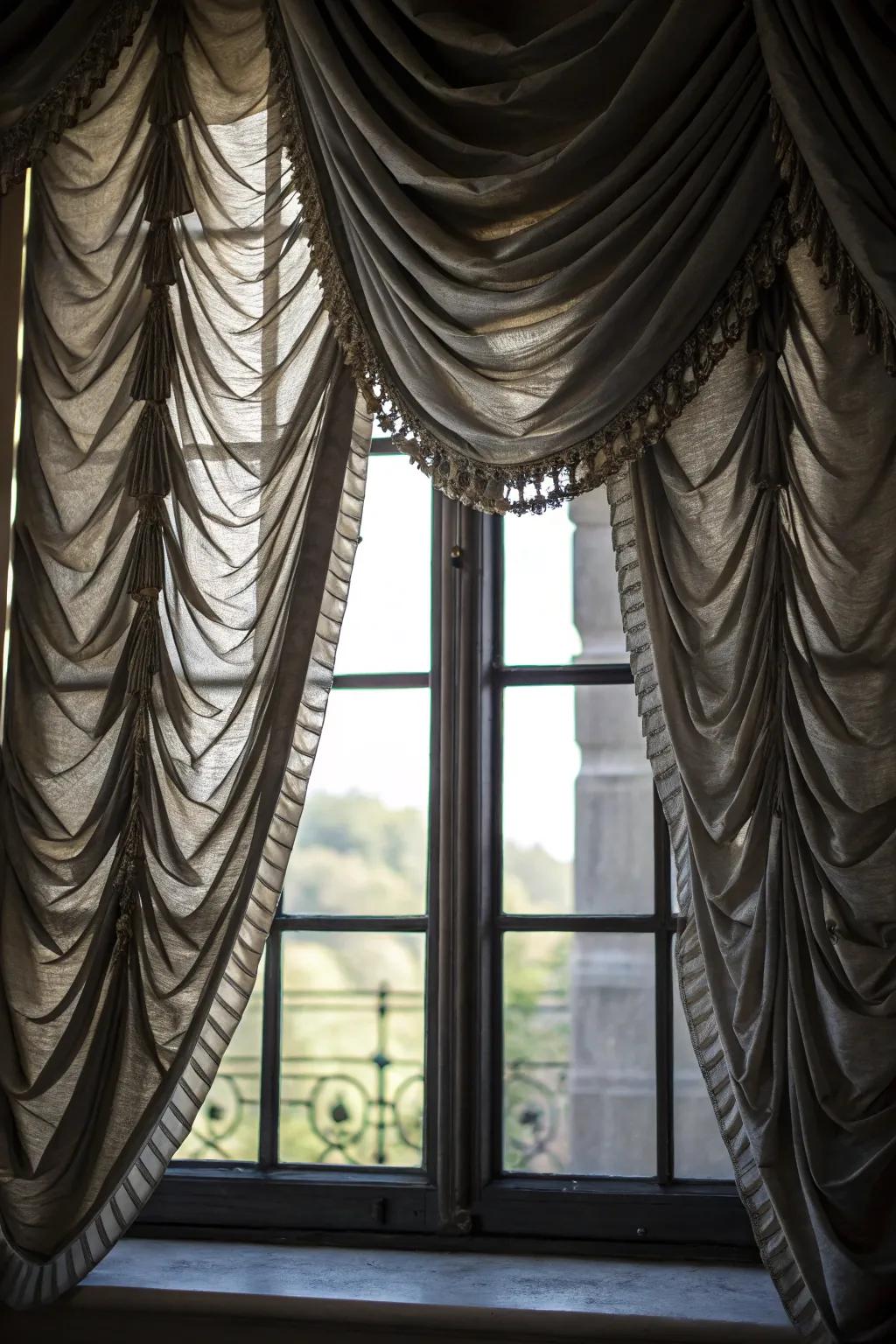 Tiered drapery that plays with light and shadow.