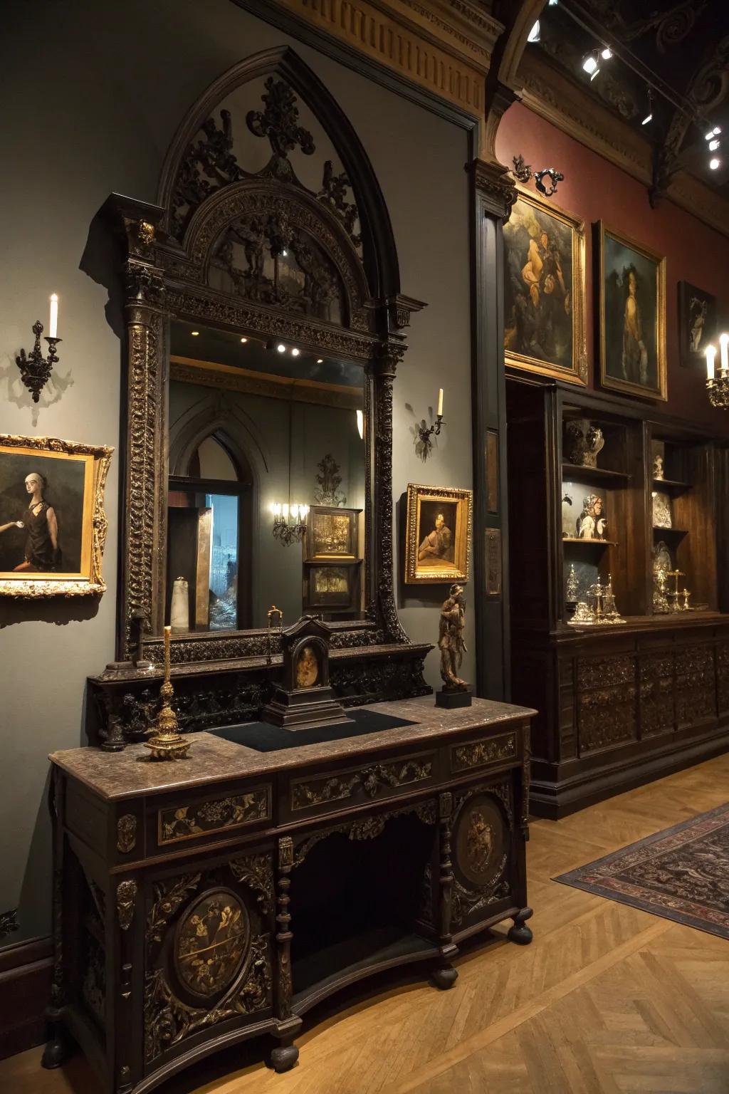Elaborate borders enhance the gothic aesthetic beautifully.