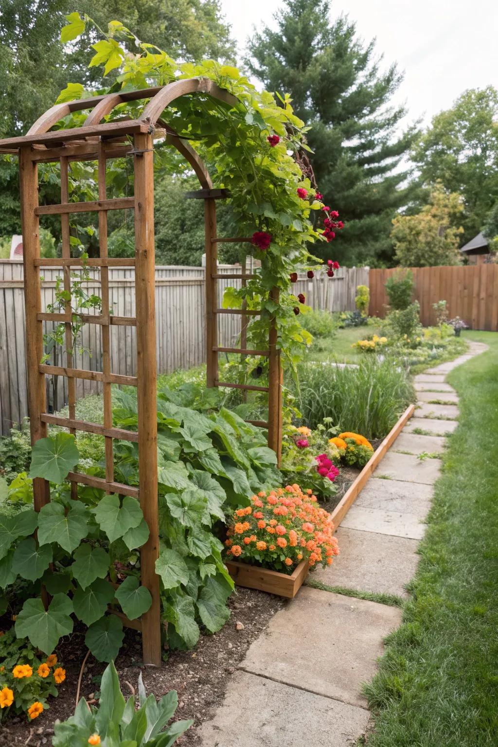 Portable trellises offer flexibility and adaptability for changing garden designs.