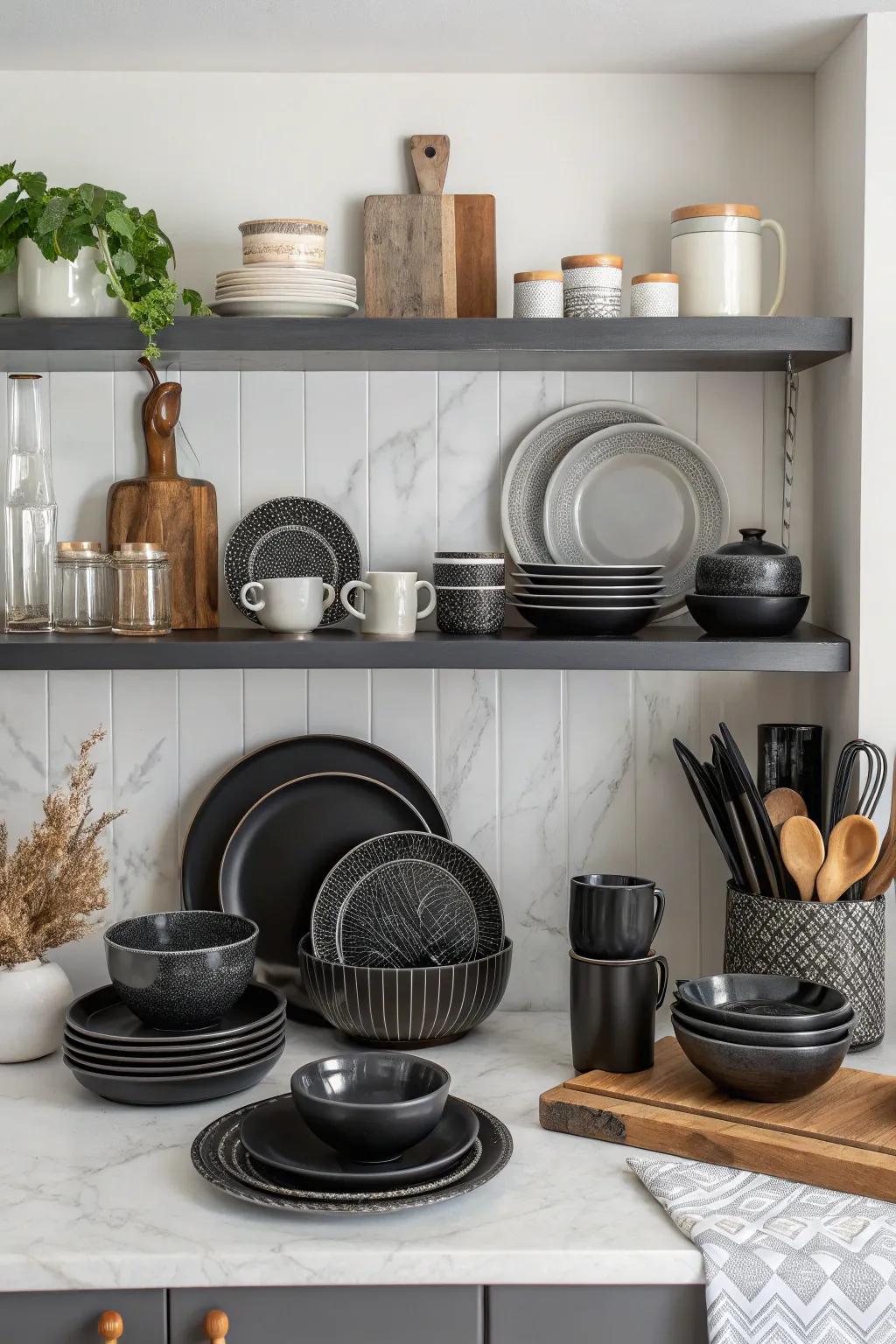 Coordinated details enhance the kitchen's theme.