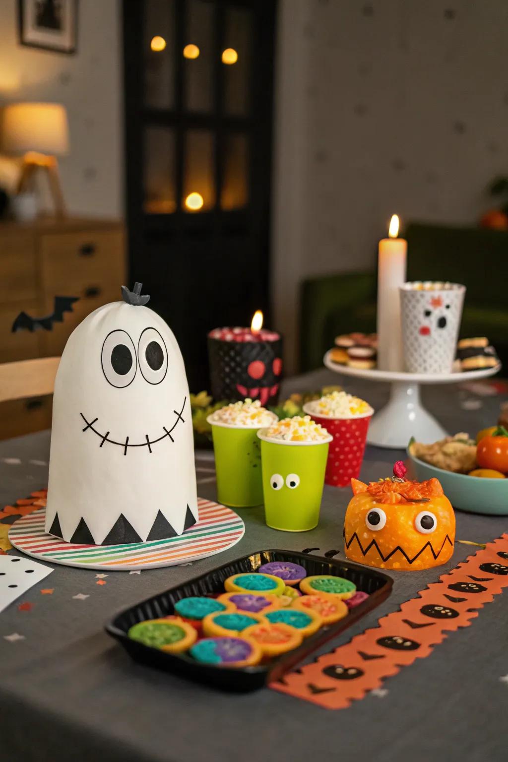 Whimsical components inject a playful touch to the Halloween surface.