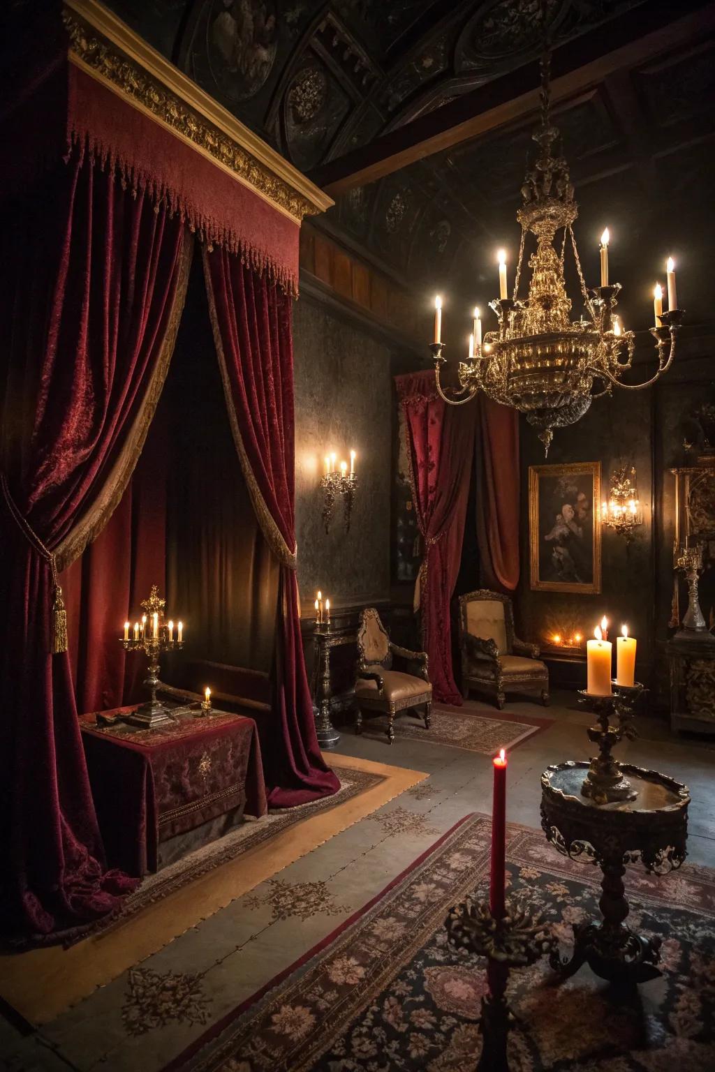 Step into a luxurious and eerie vampire's lair.
