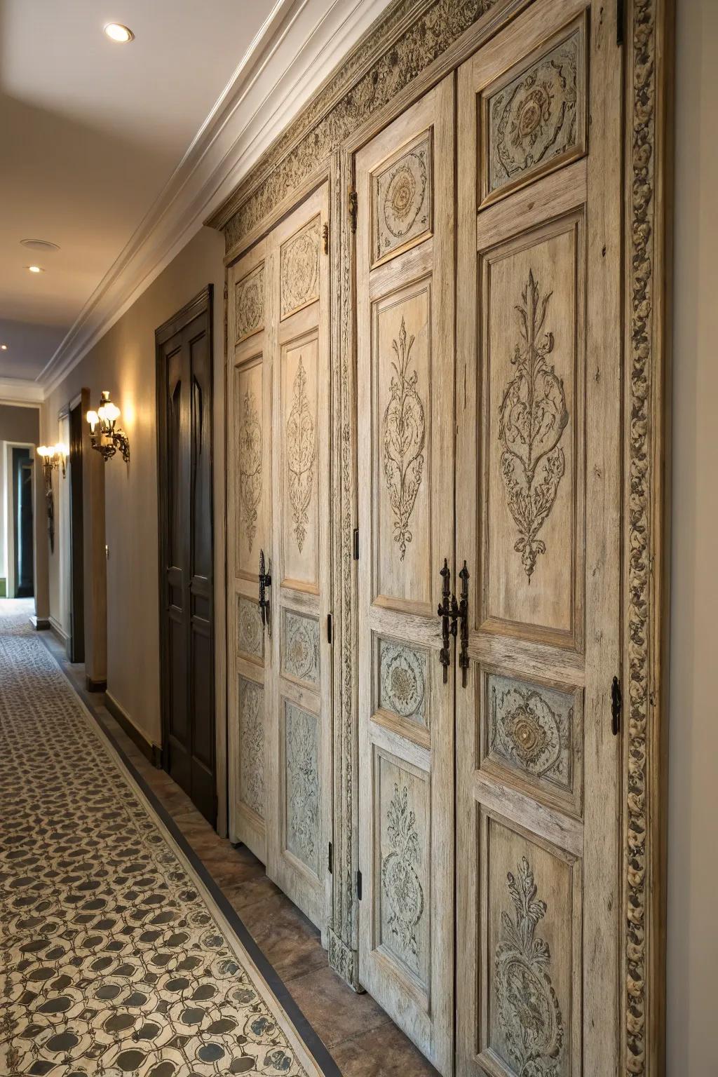 Add character using antique repurposed closet panels.