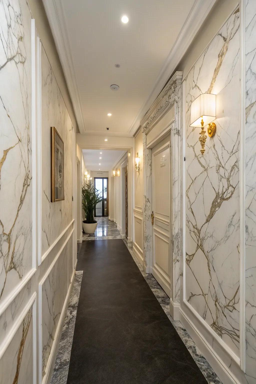 Mimicked coats lend luxurious surface interest to your hallway.