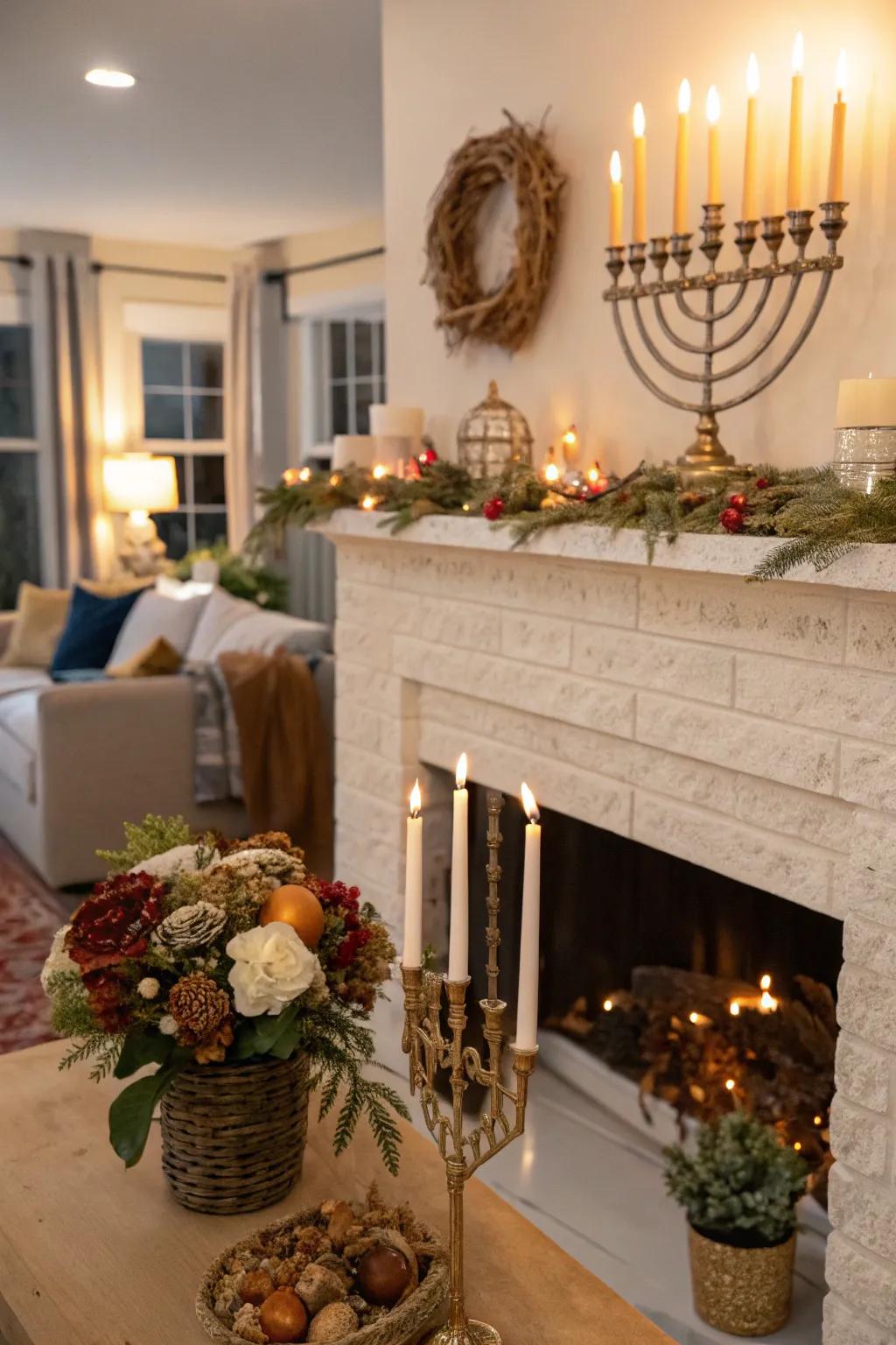 Establish a snug focal attraction with mantel embellishments.