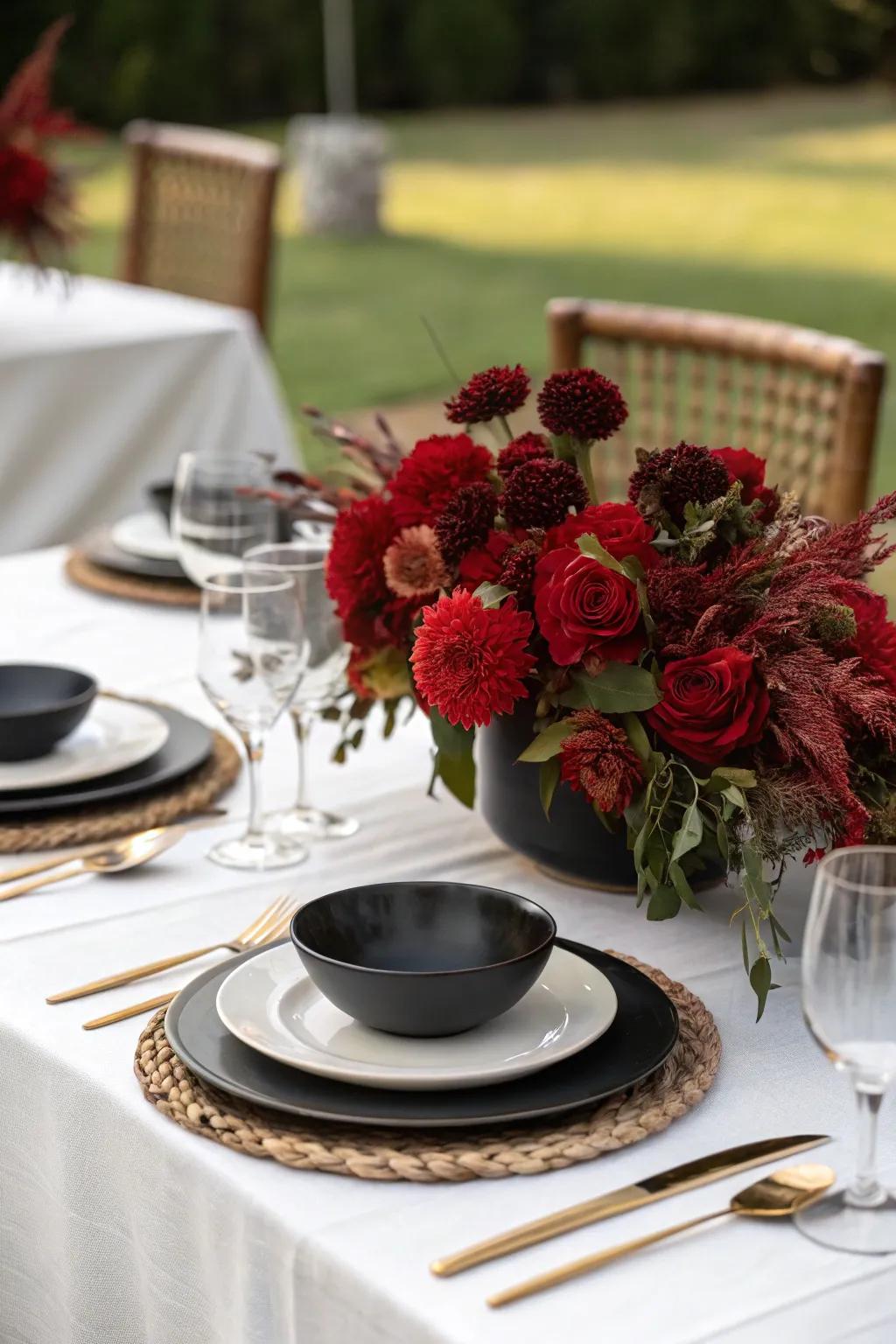 A gothic table setting is great for a haunted dinner party.
