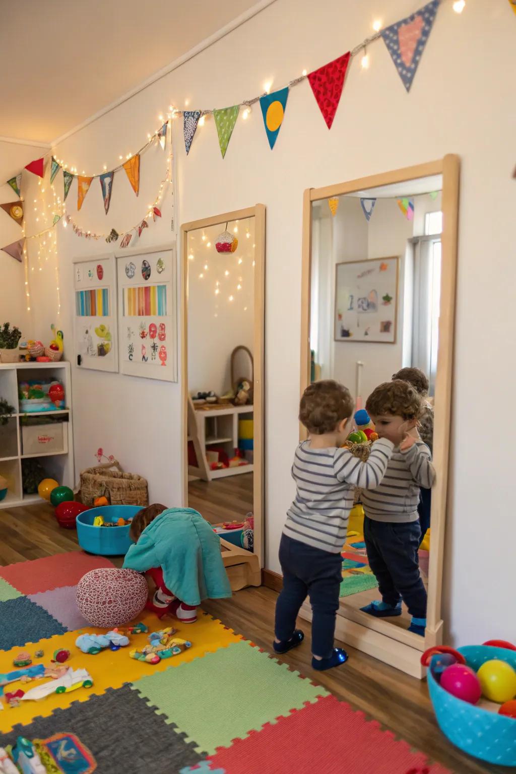 Utilizing mirrors to enhance self-awareness and exploration.