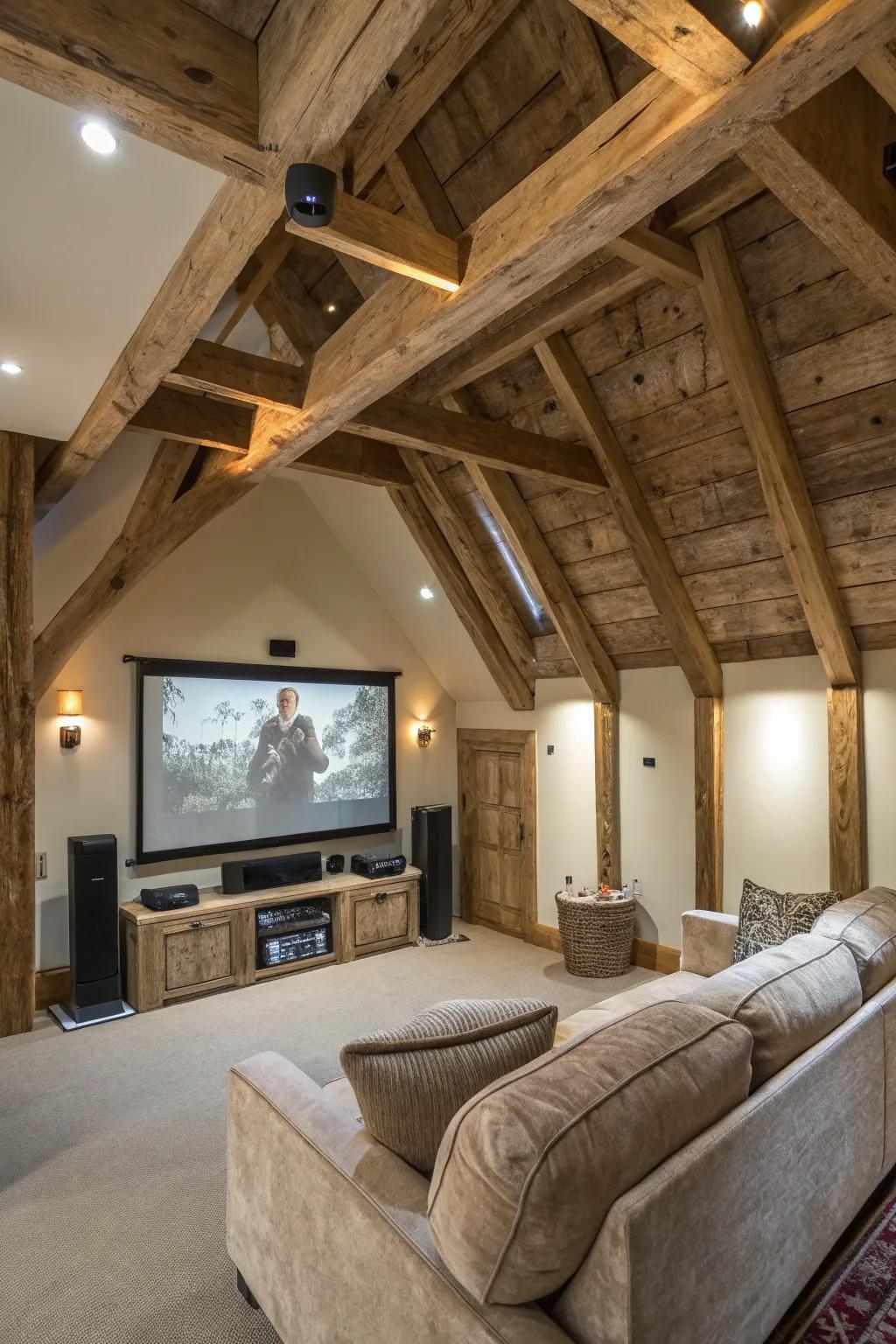 Warm up your space using raw timber beams.