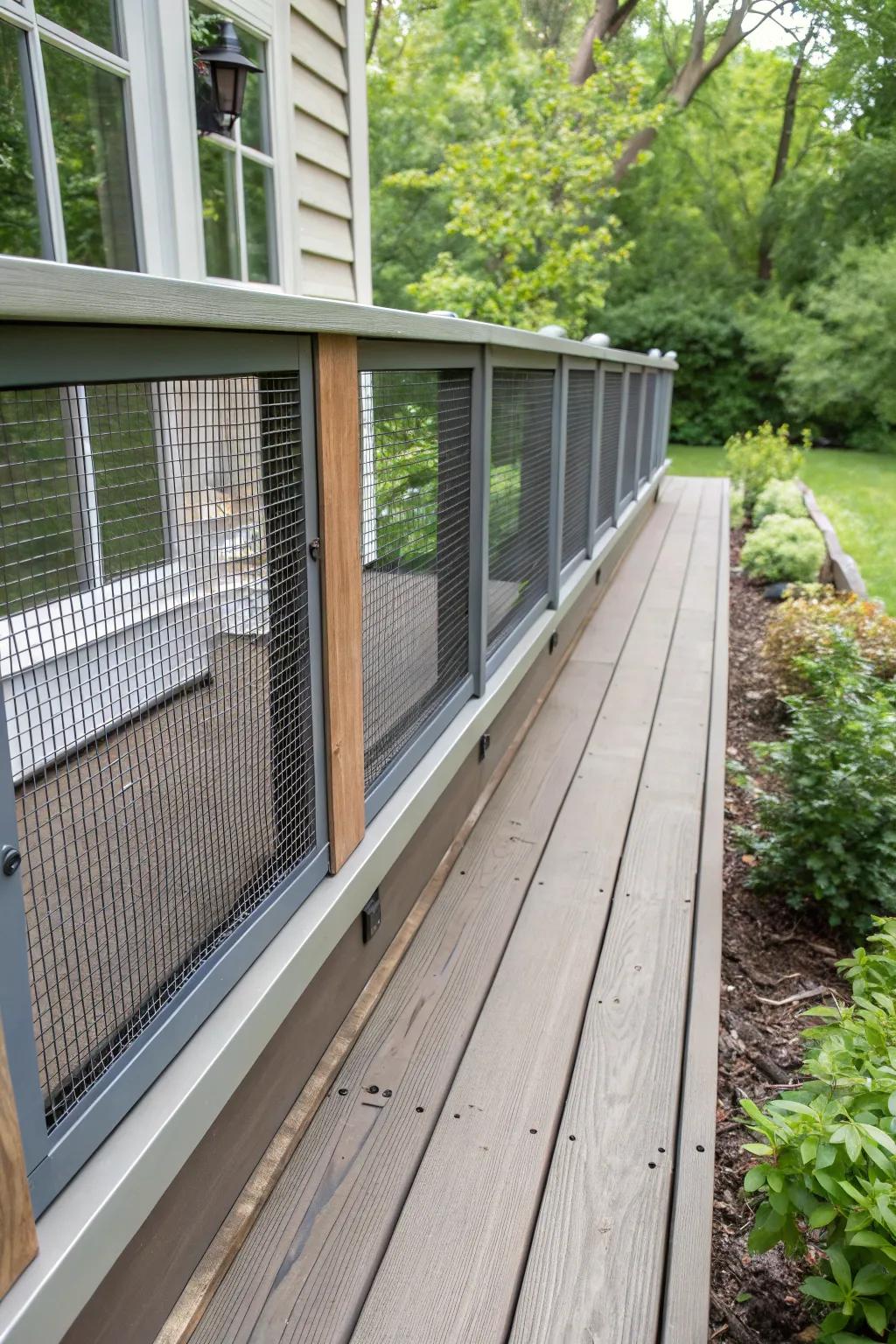 Mesh boards provide ventilation and protection from pests.