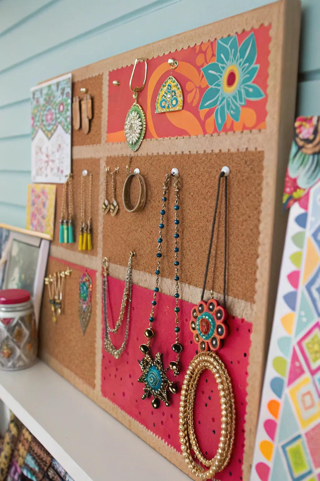 Pin boards encourage limitless creativity for jewelry storage.