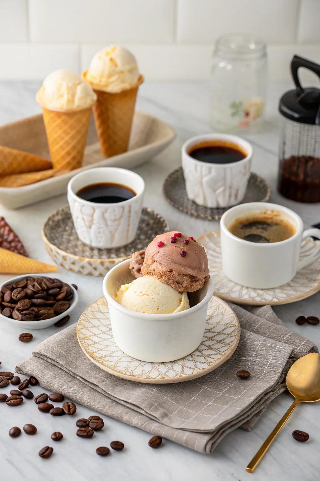 An ice cream and coffee blend table that offers a sophisticated flavor experience.