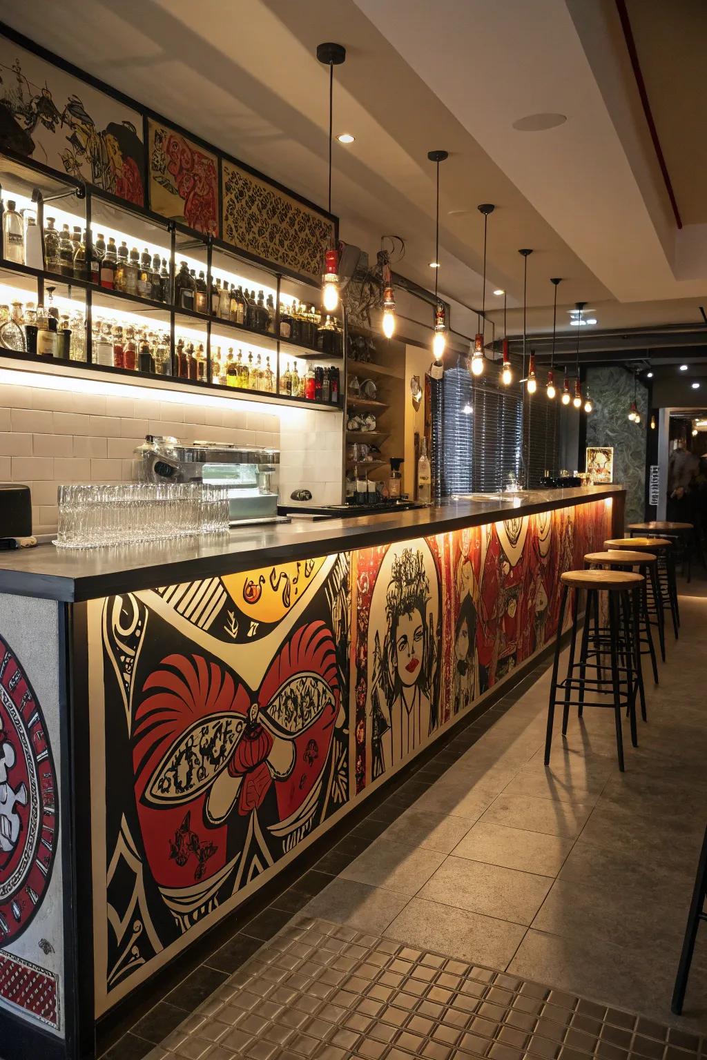 Graphic decals craft a dramatic, engaging focal point.