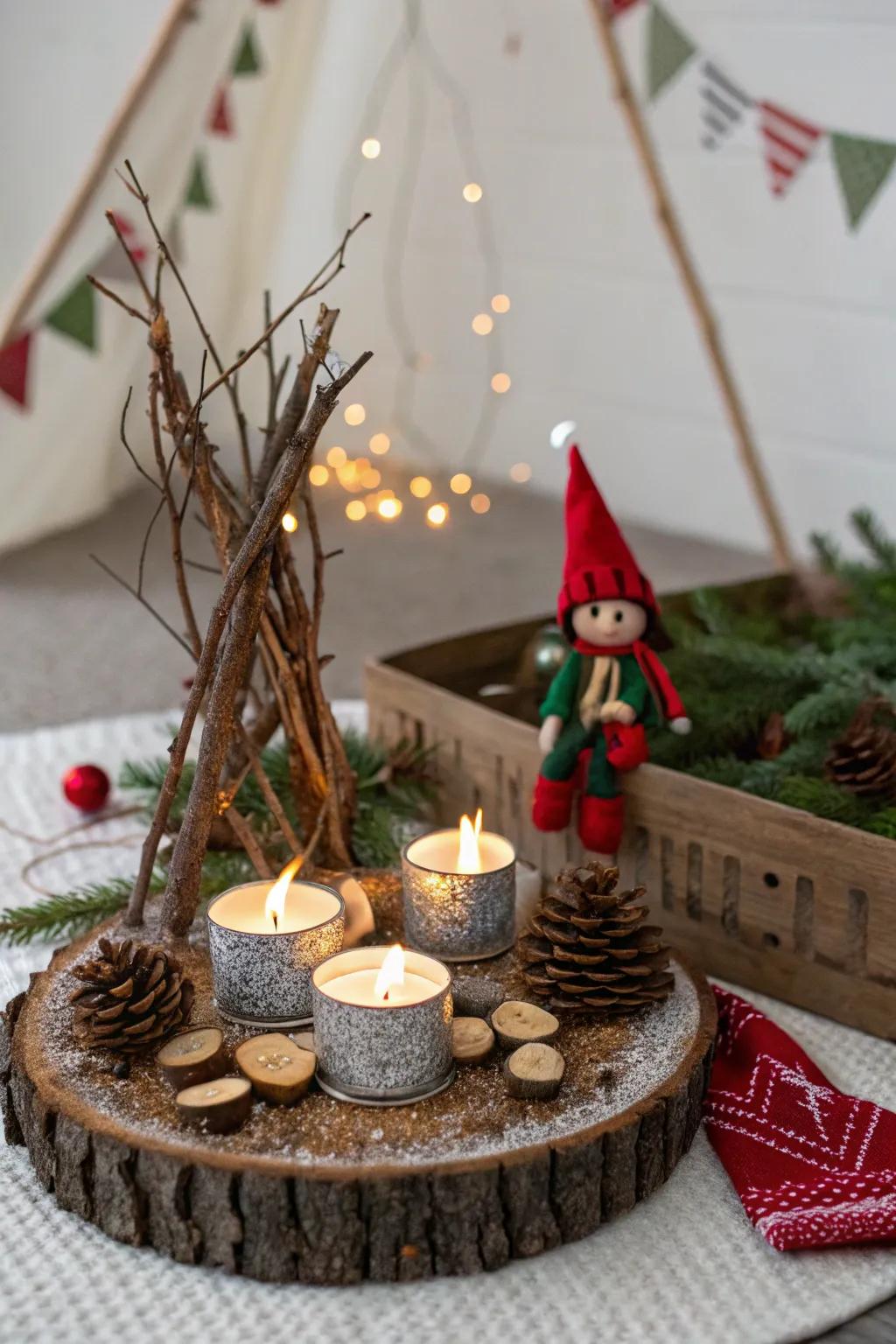 A cozy campfire scene welcomes the sprite back home.