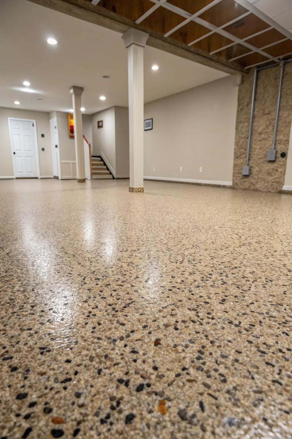 Stony resin infuses natural texture and slip resistance.