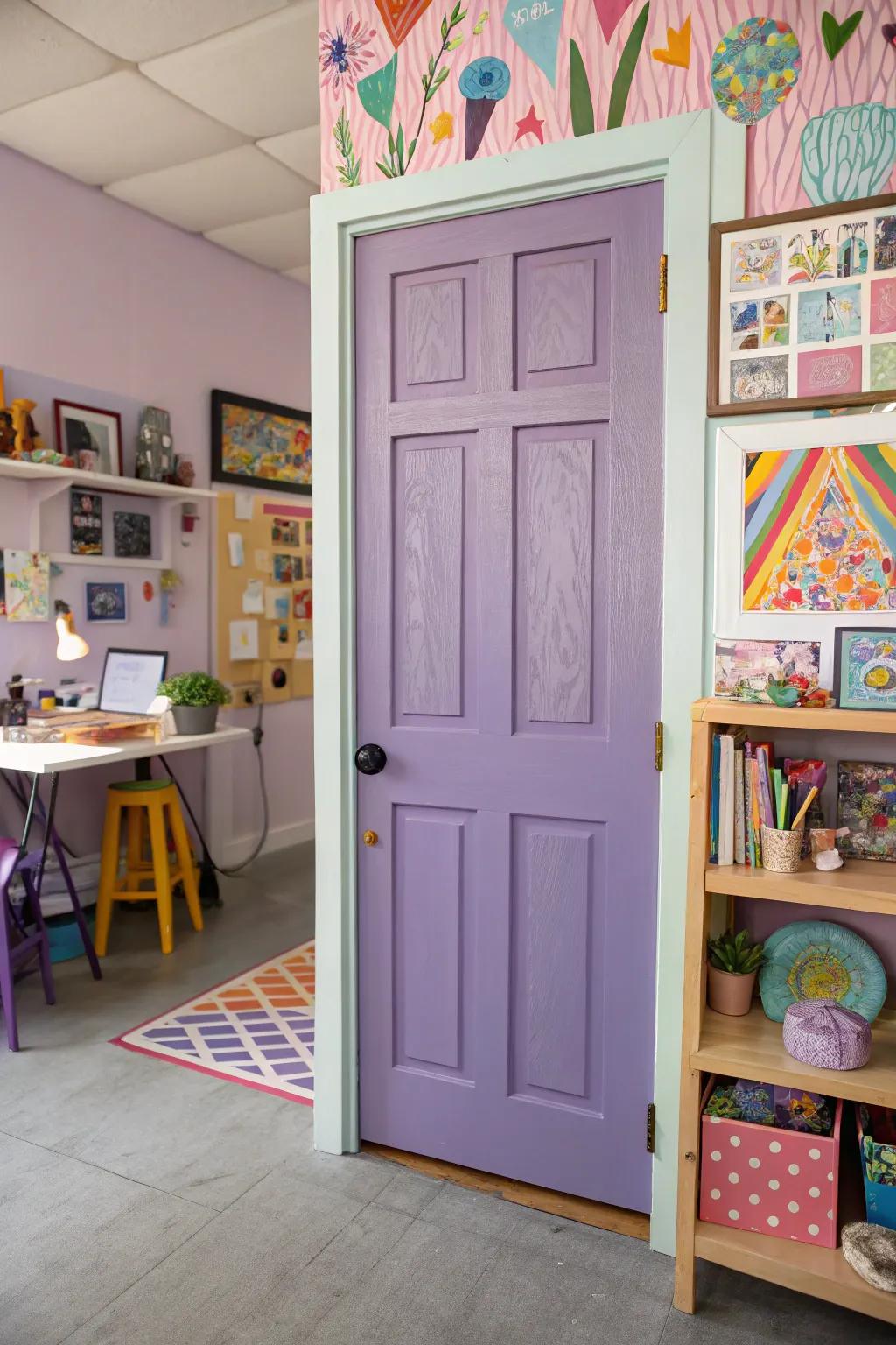 Amethyst doors adding a whimsical, soothing element.