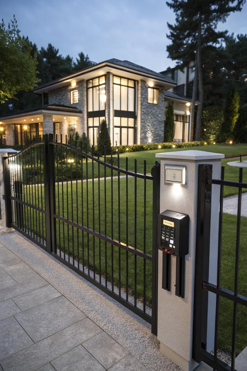 An automated iron gate offering modern convenience and security.