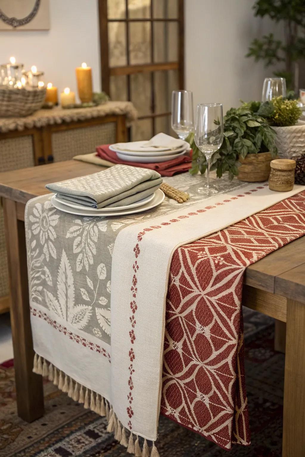 Layered fabrics create a rich, inviting atmosphere.