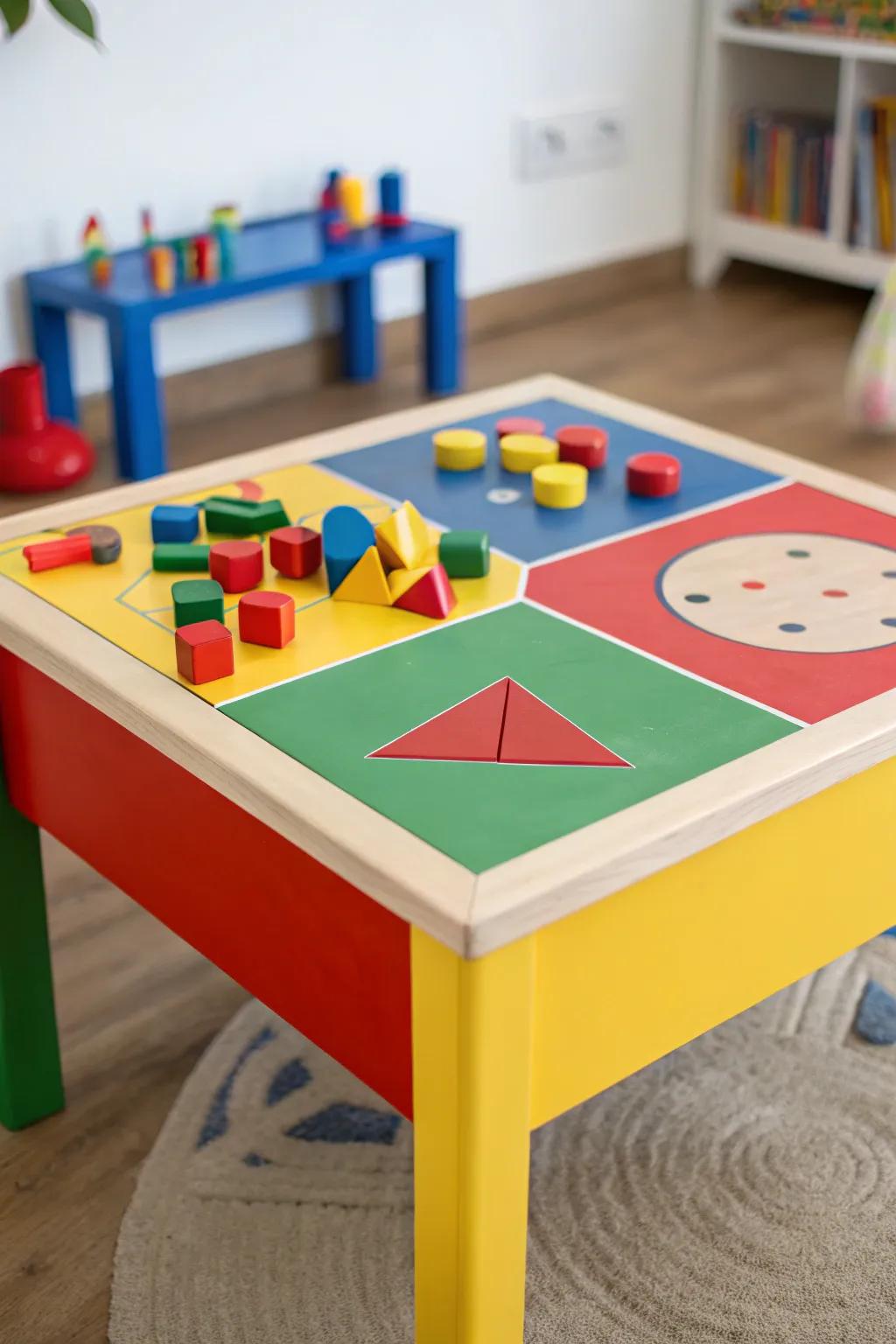 Design table, a modern and artistic addition to playrooms.