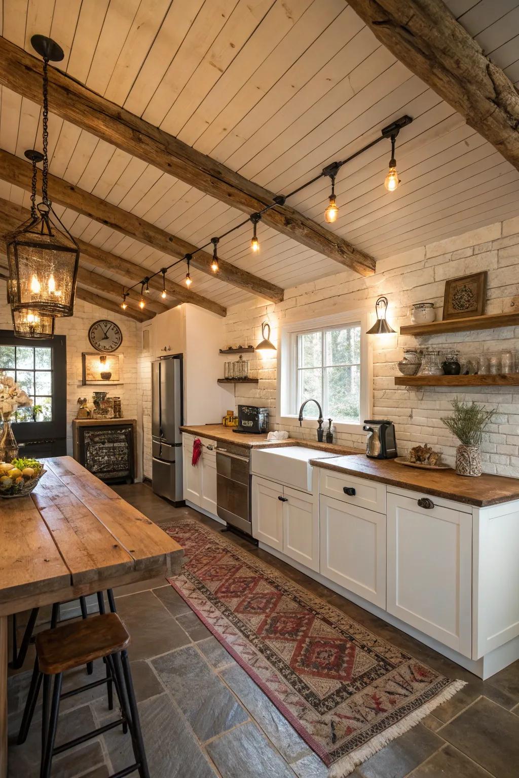 Enhance your kitchen with the country elegance of overlapping boards.