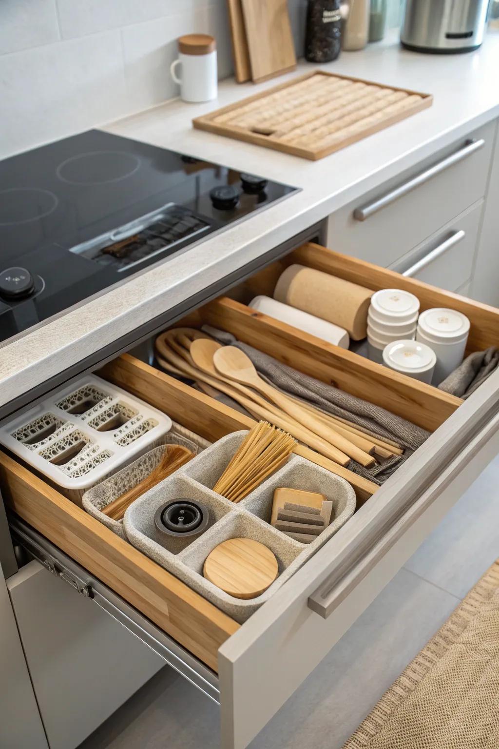 Use earth-friendly keeping solutions for a lasting and stylish kitchen.