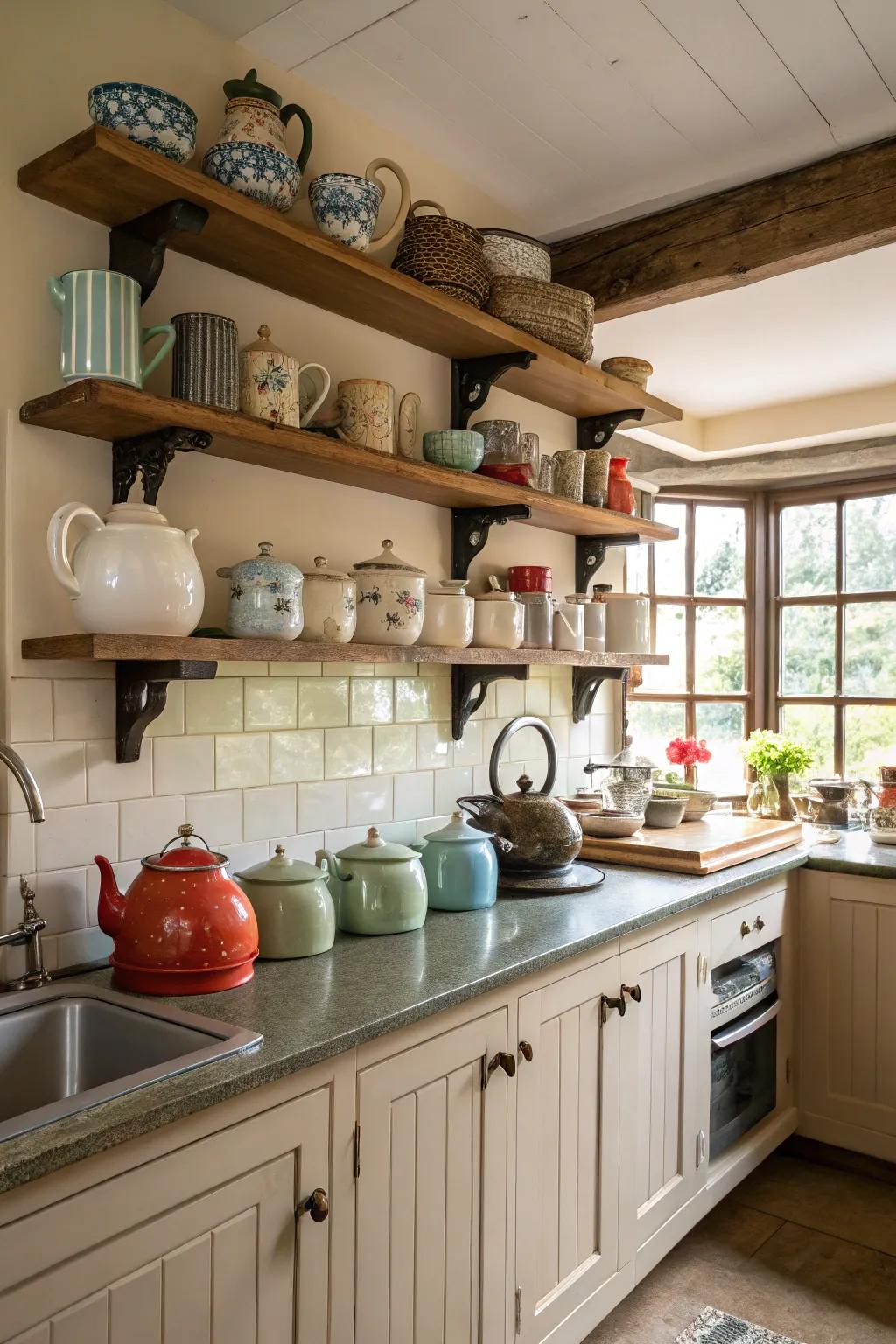 Showcase collections with open shelving.