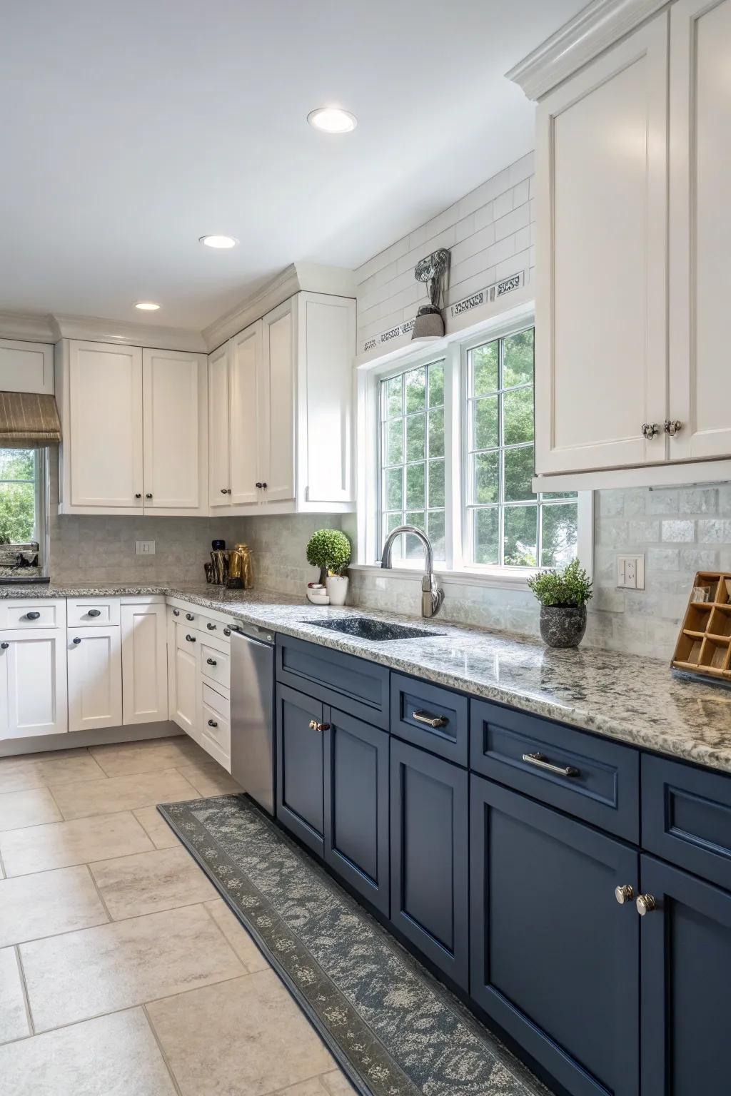 Two-tone doors add depth and interest to your kitchen design.