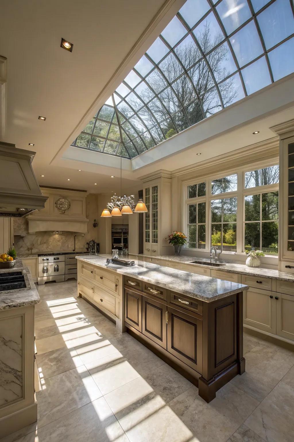 An overhead window adds a luxurious touch.