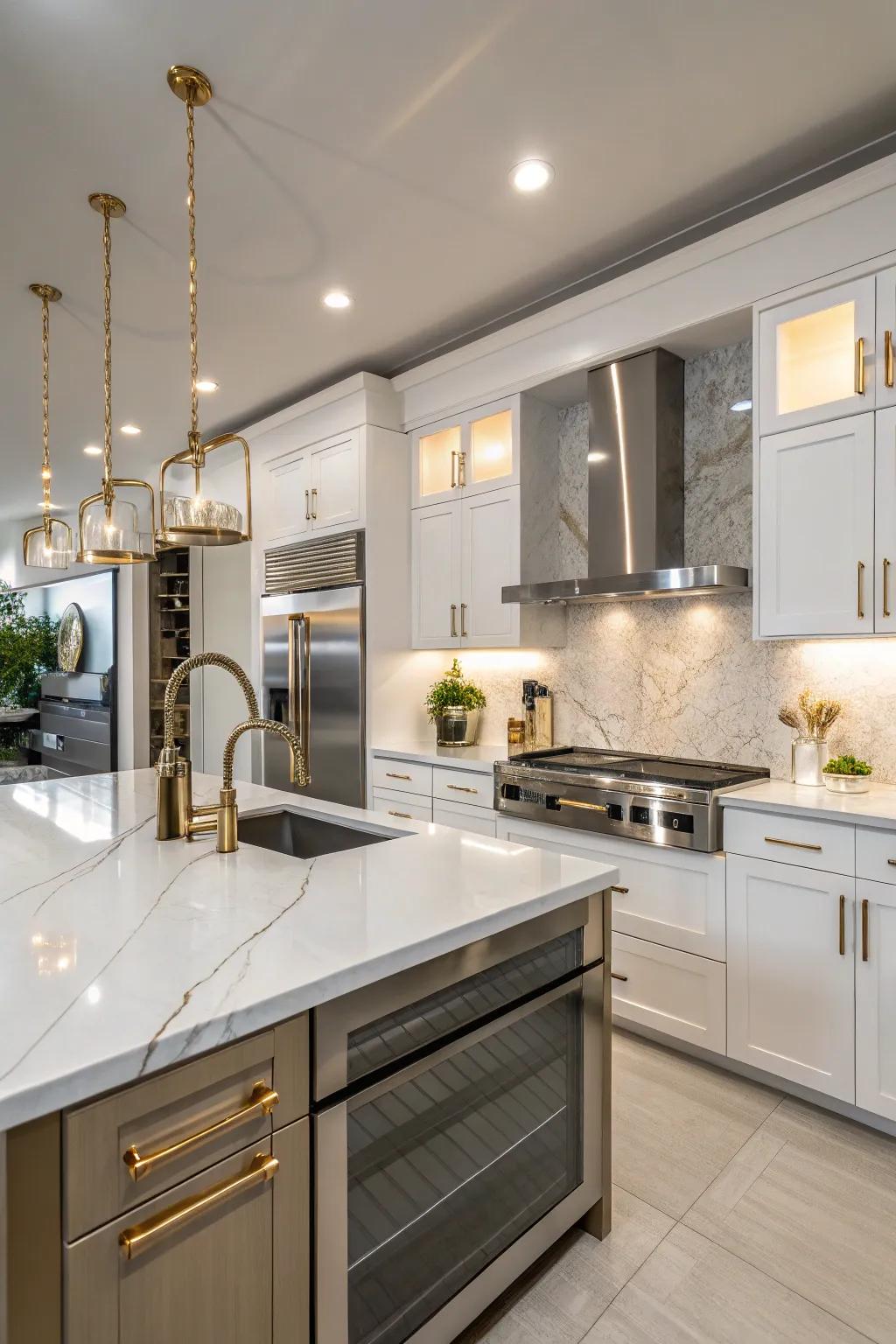 Chic combination of quartz and metallic accents.