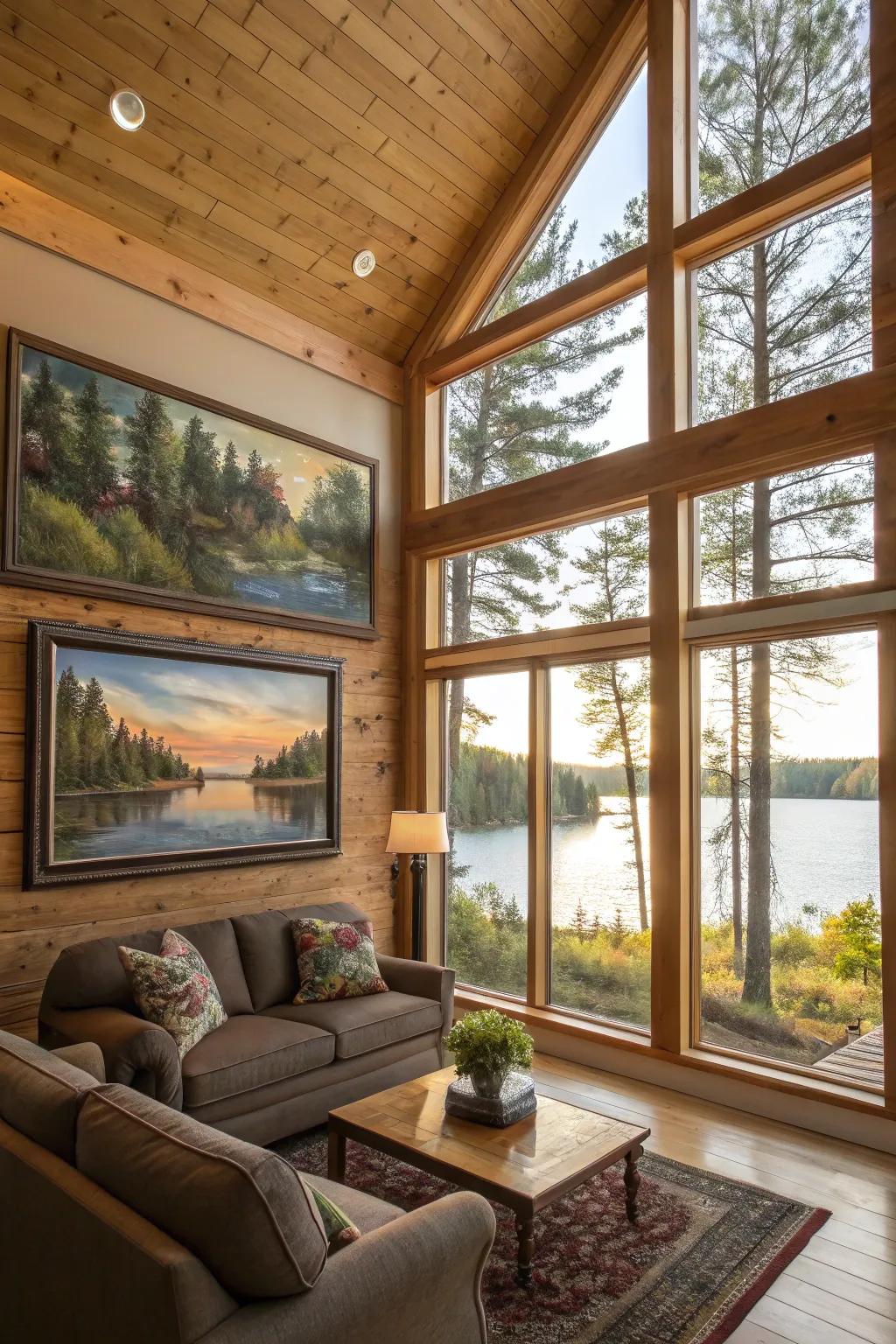 Artwork inspired by nature personalizes the setting.