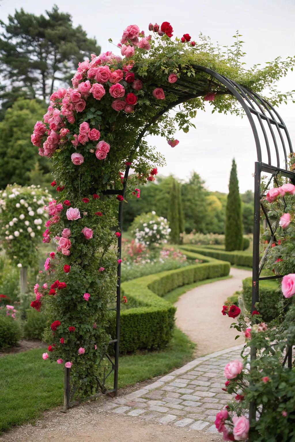 A garden feature adds romance and frames garden entrances.