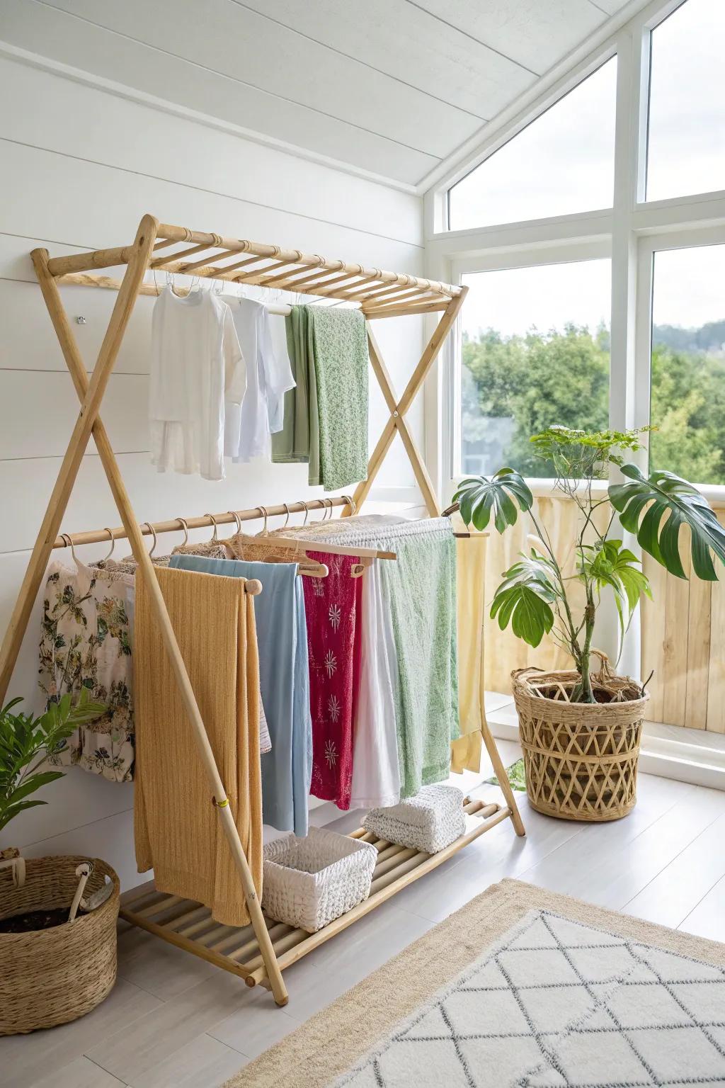 Choose sustainable drying rods with bamboo.