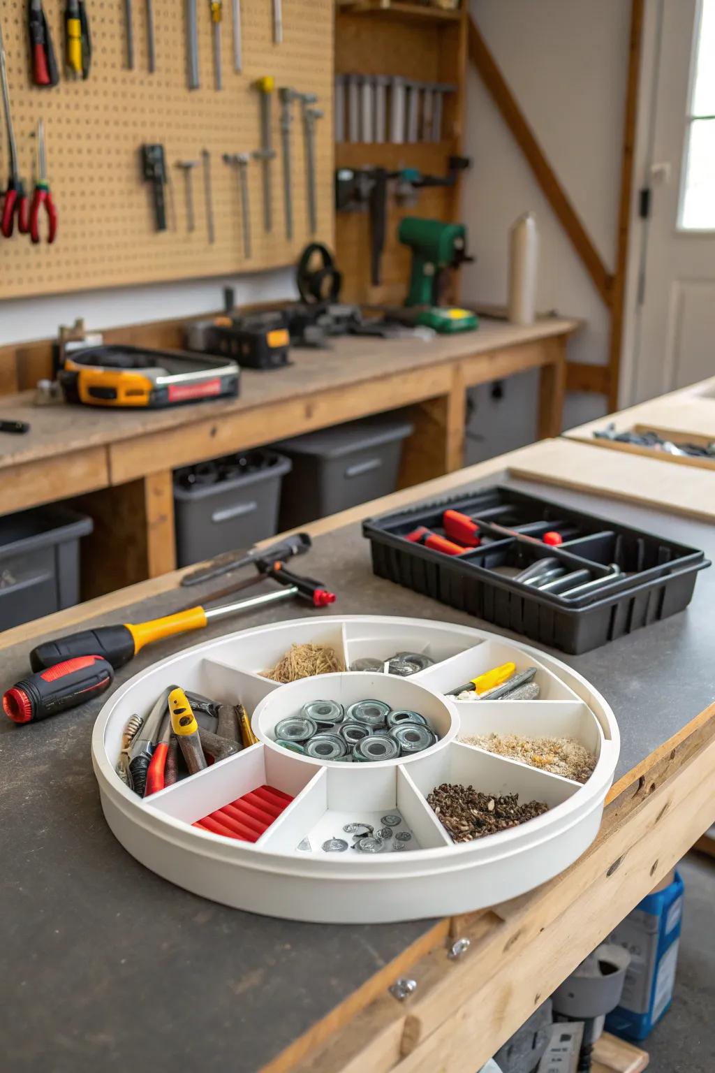 Tools organized and labeled.