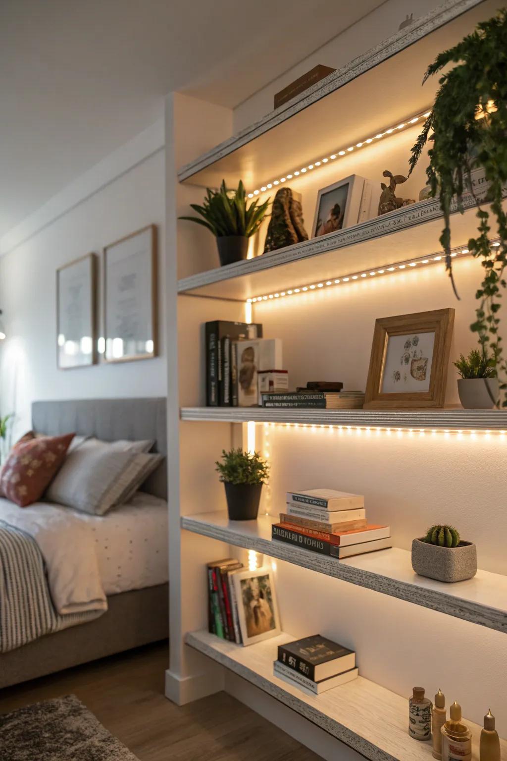 Accent lighting for shelves using SparkLights.