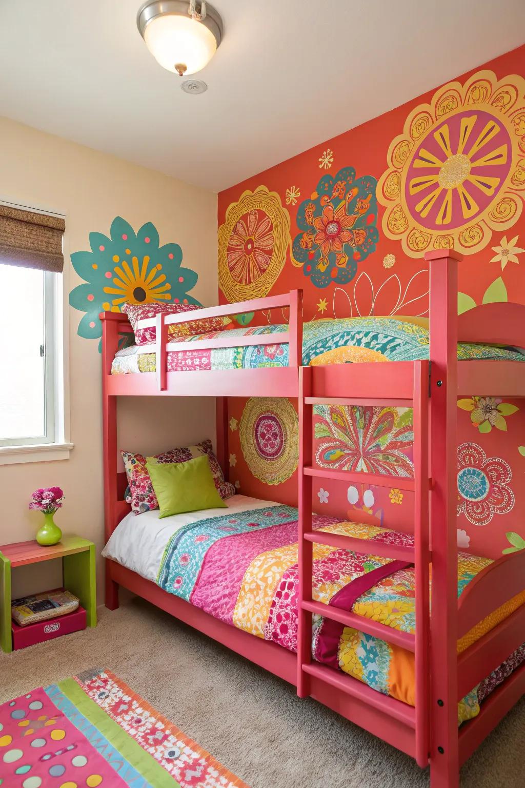 Bold colors add vibrancy to compact spaces.