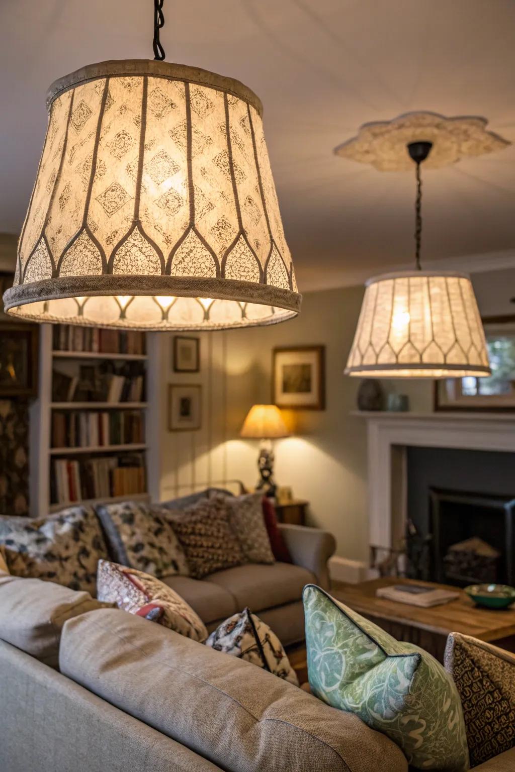 Material covers cast a gentle, comfortable light.