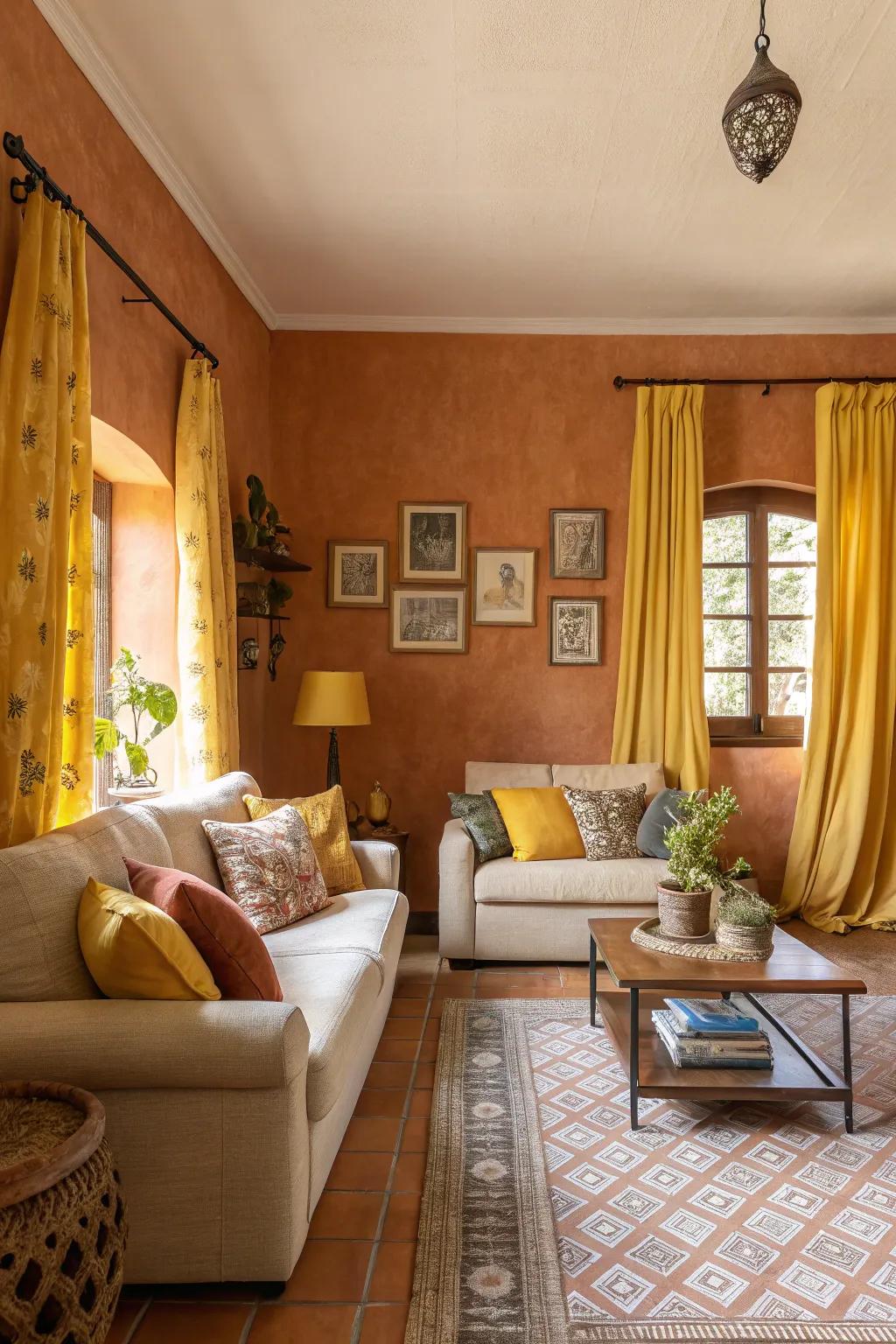 Hearty, warm tones make a comfortable and welcoming parlor environment.