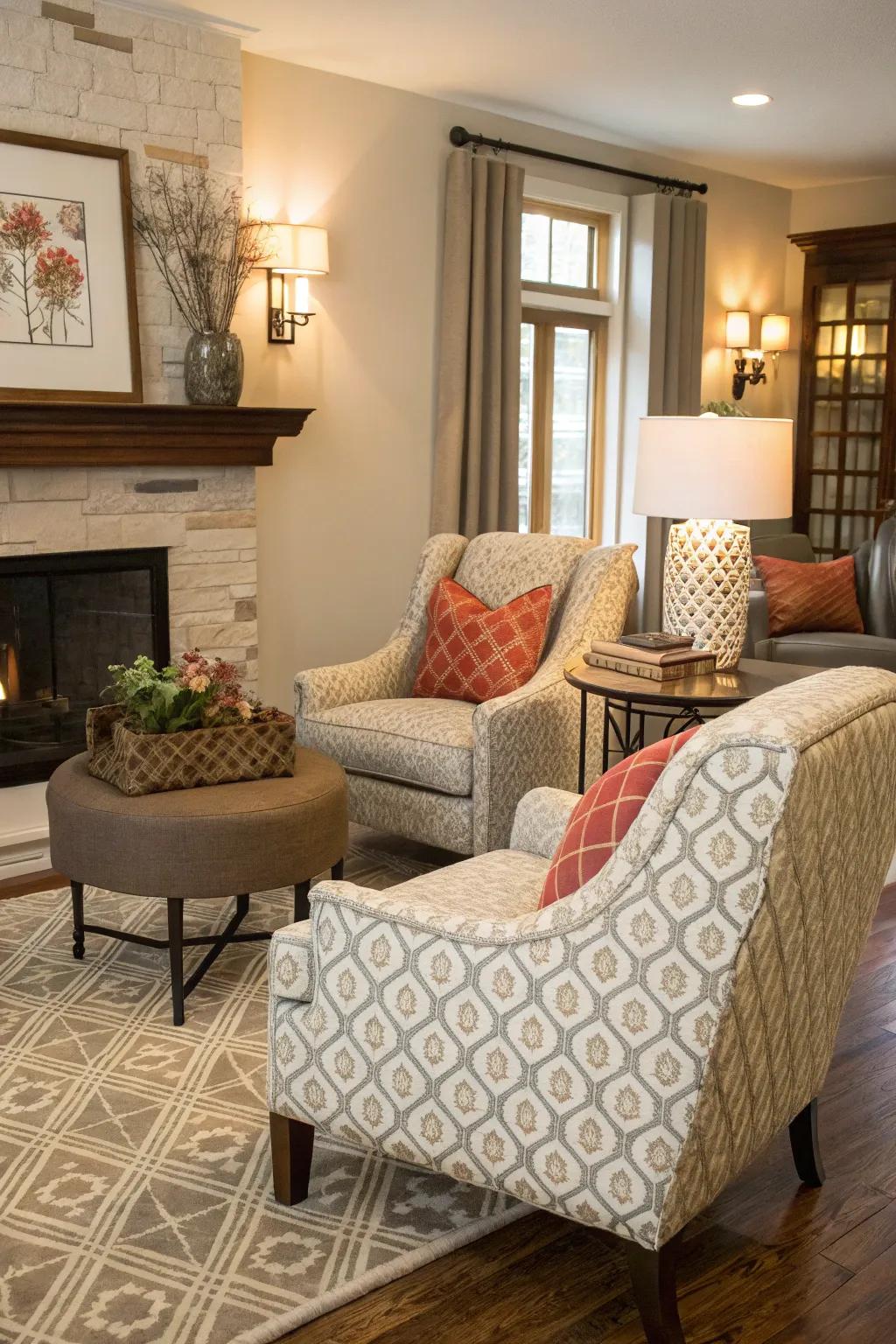 Asymmetrical plans generate visual interest.