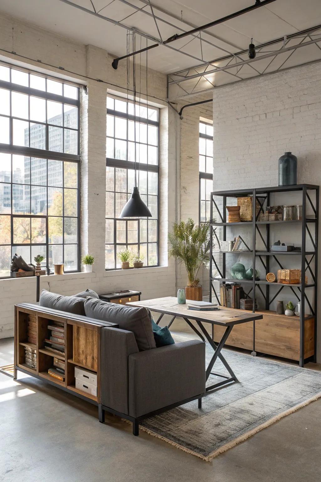 Efficient use of space with multipurpose furniture.