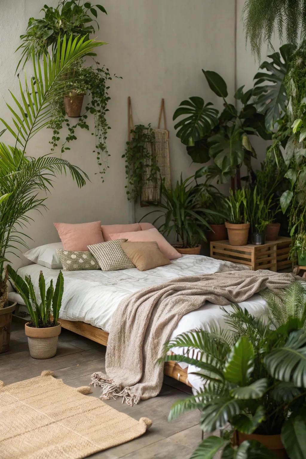 The freshness and vibrancy of indoor plants.