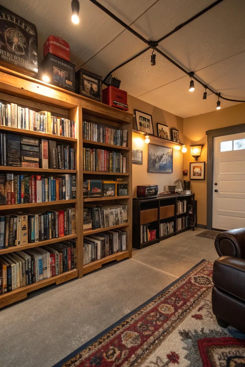 A library adds style to your man cave.