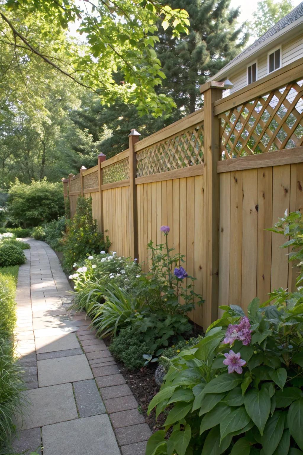 With a decorative lattice top, you can improve the appearance of your fence.