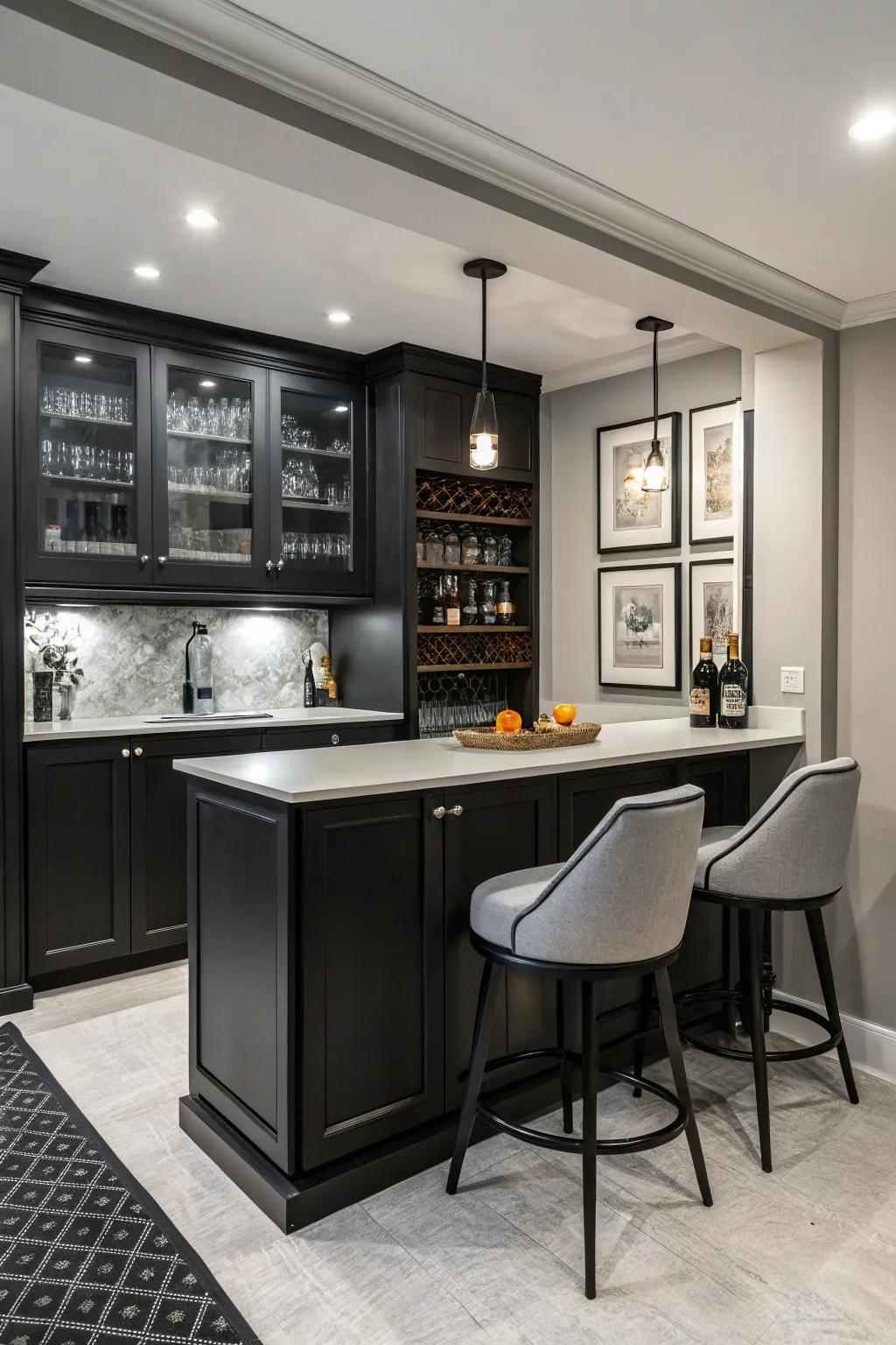 Achieve elegance with a minimalist modern bar.