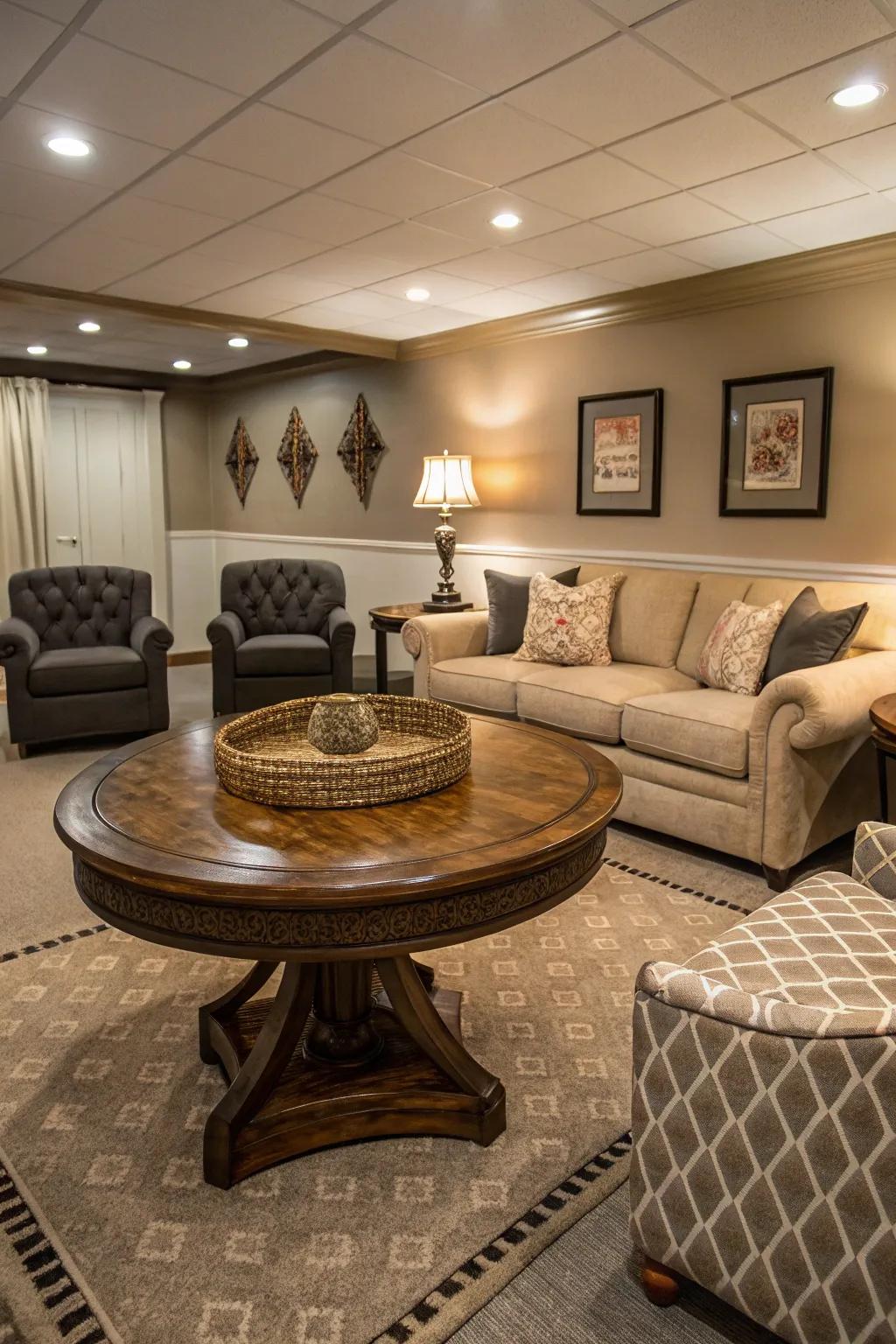 Add style and function with a coffee table.